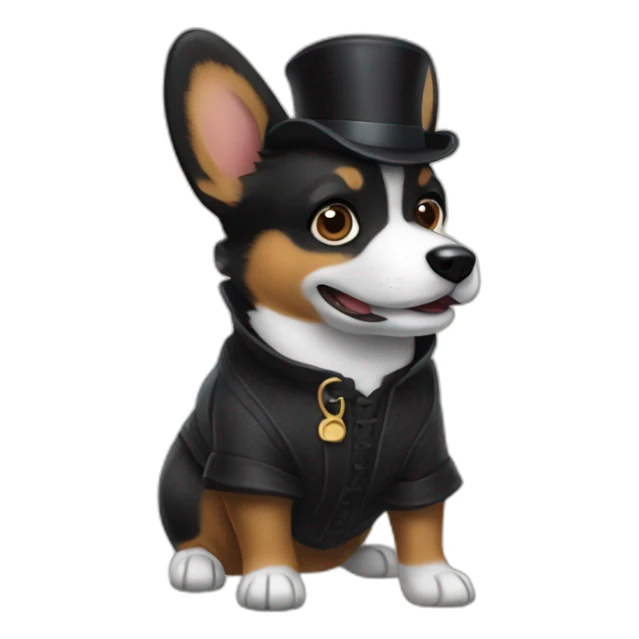 Black corgi wearing Sherlock holmes costume sticker