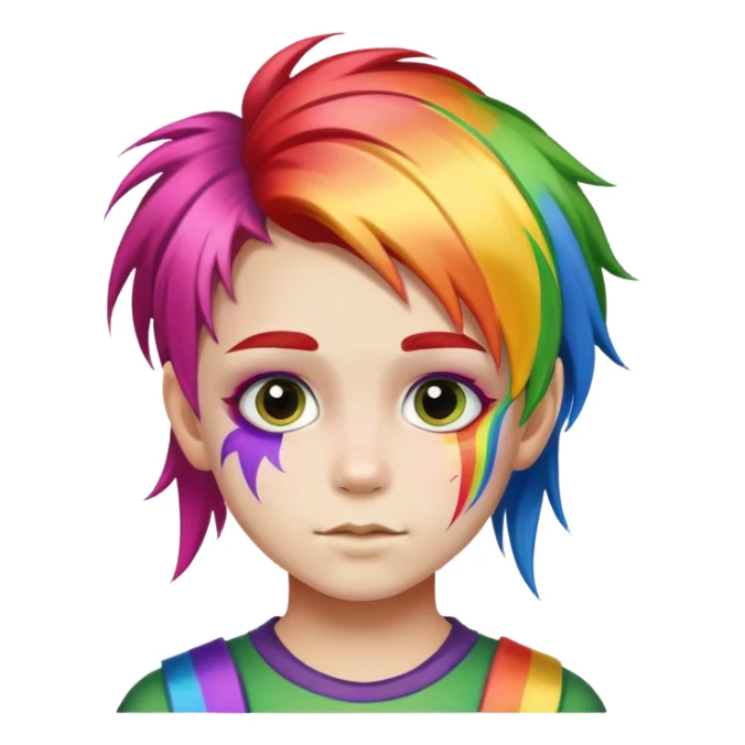 kid with rainbow hair and face paint sticker