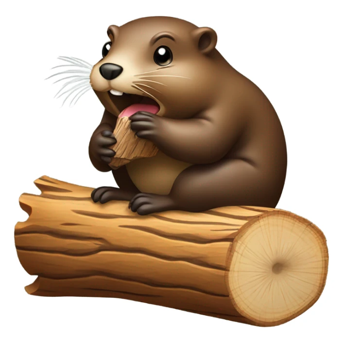 Beaver eating a piece of wood. sticker