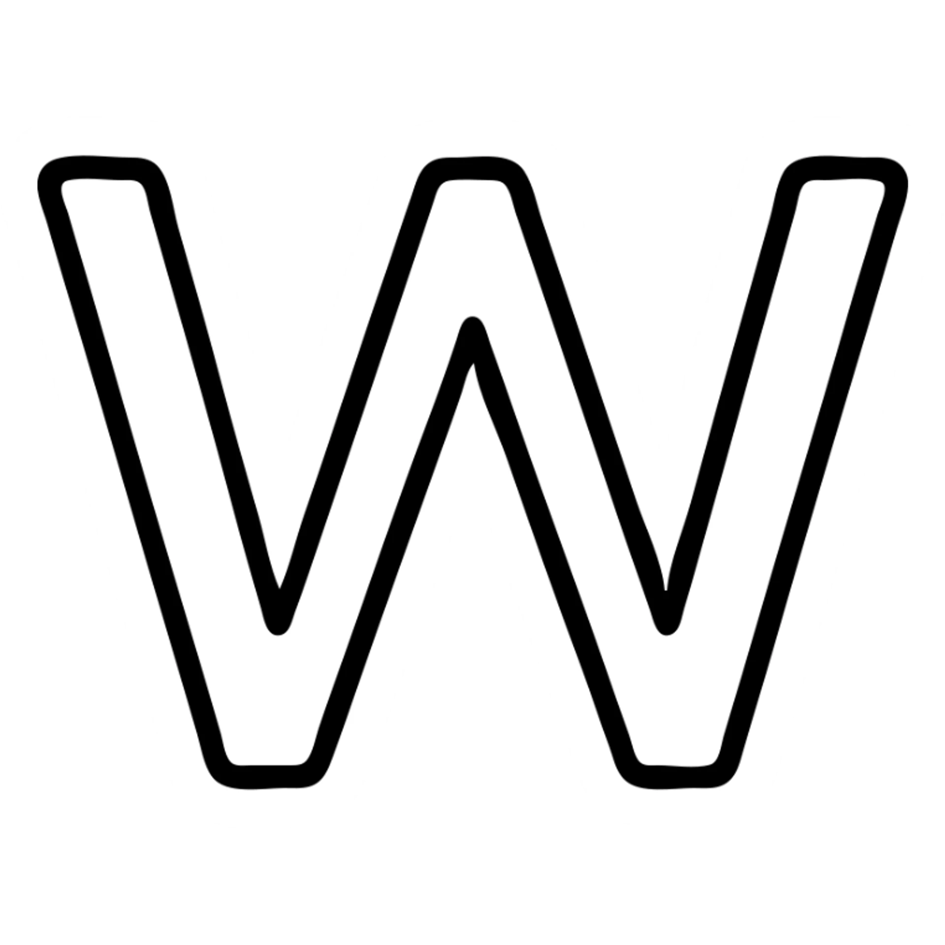 the letter W as an icon, clean lines, simple and recognizable, suitable for UI use sticker