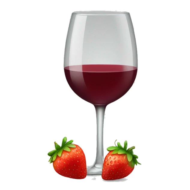 glass of wine with strawberry sticker