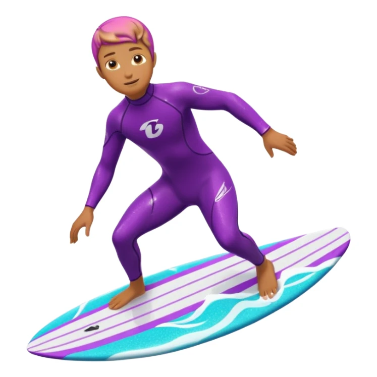 glitter surfer purple surf in wave ocean cian sticker