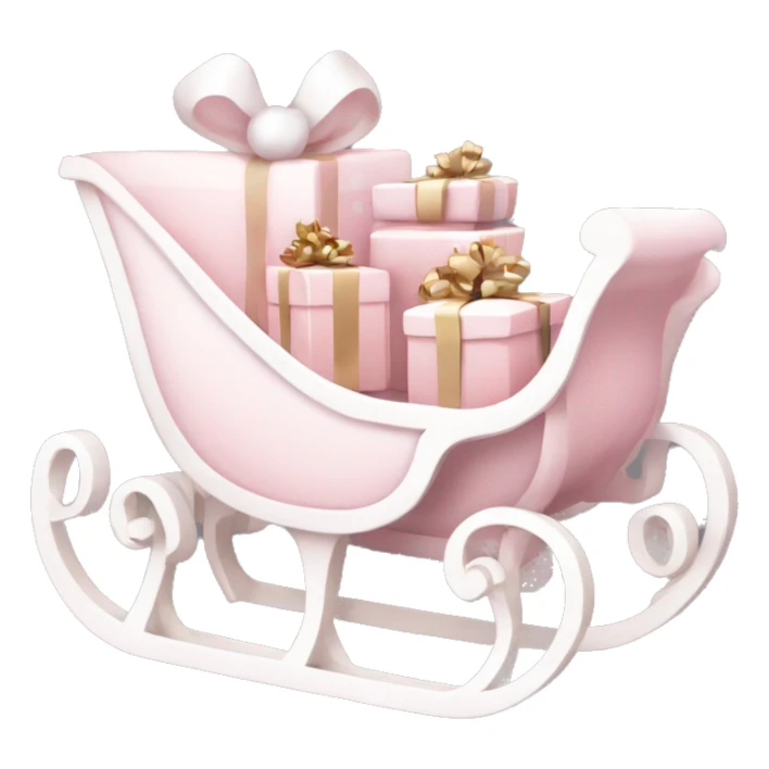 pale pink and white christma sleigh with gifts sticker