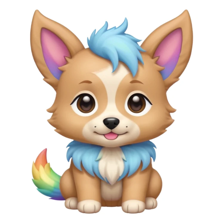 Pastel rainbow chibi cute baby doggy pointy ears  sticker