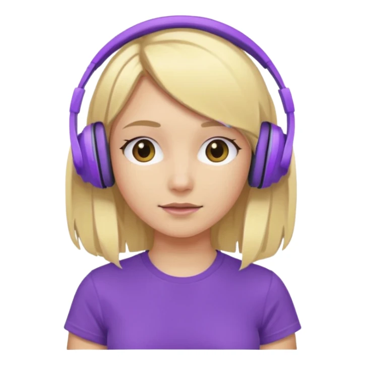blonde girl with purple headphones and tshirt  sticker