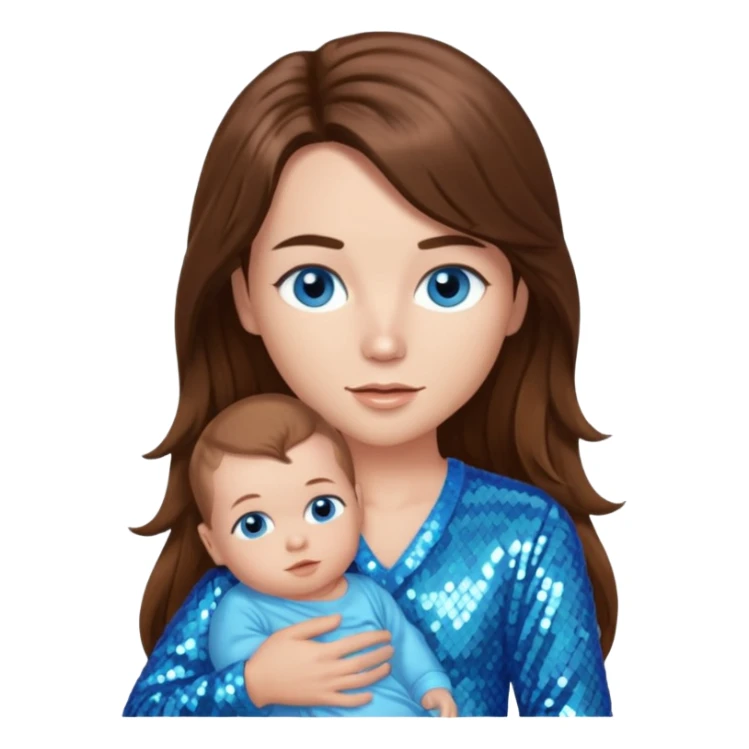 Benson Boone (b.2002), Pop Singer with blue eyes, long brown hair, baby blue sequin outfit sticker