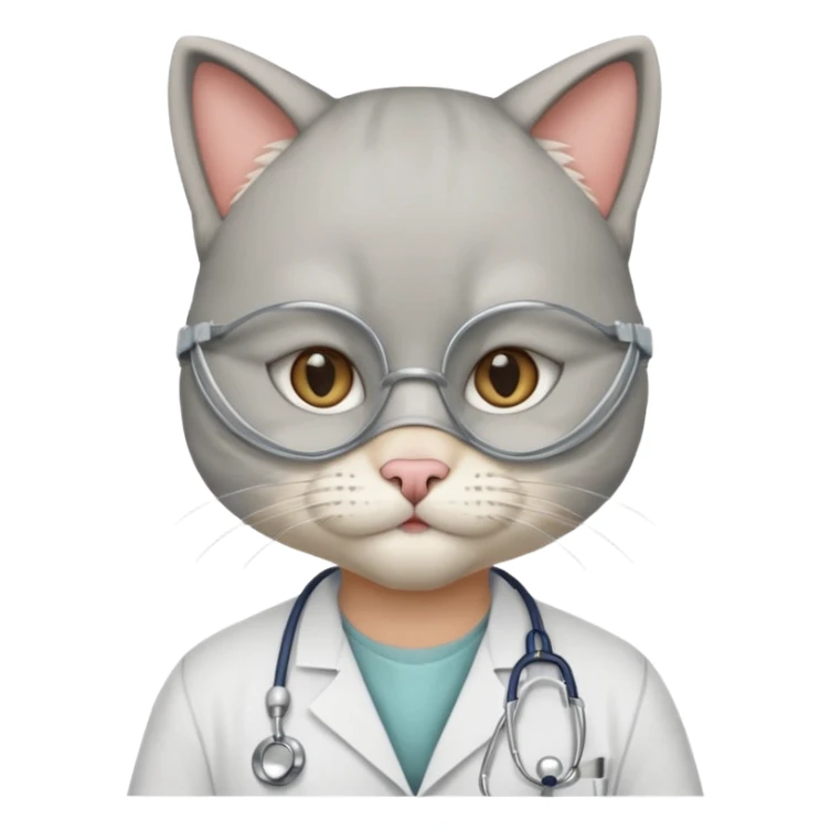 doctor cat, white surgeon mask sticker