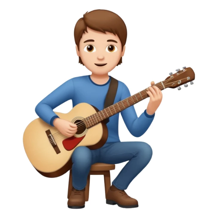 white Guy with brown hair playing a  guitar sticker