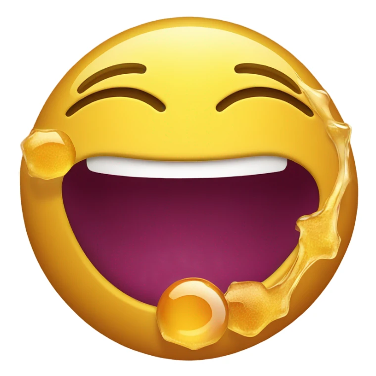 Smiling face vomiting honey in the form of two balls sticker
