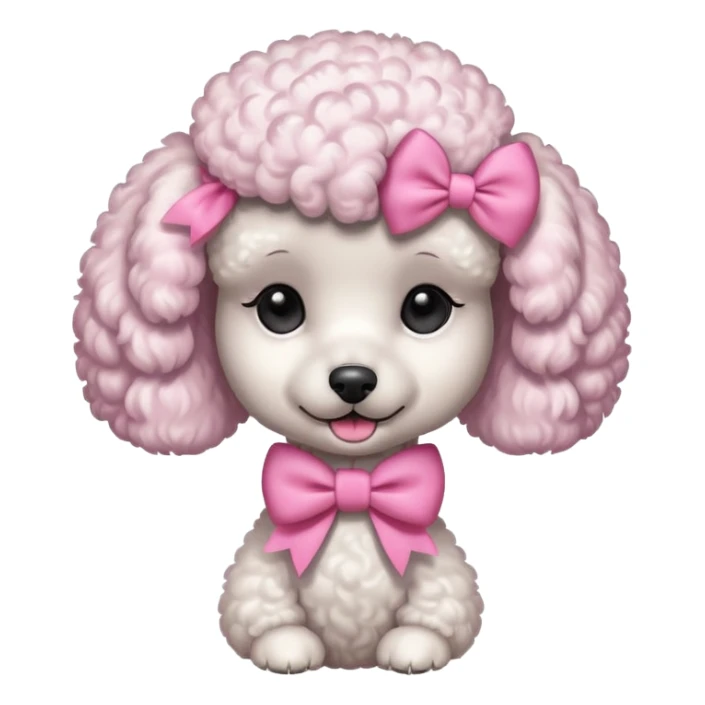Crie um poddle com um laço rosa estilo ios sticker