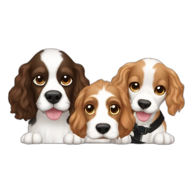 the three musketeersn with one cocker spaniel dog and 2 black cats sticker