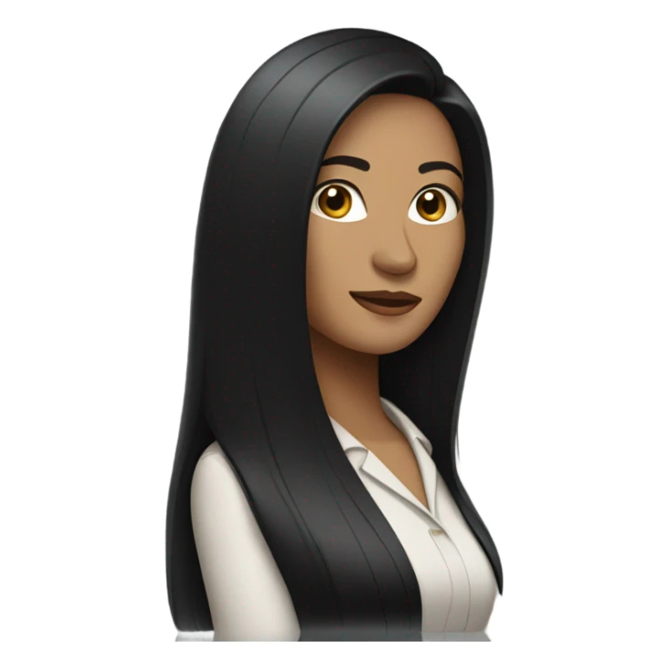 business woman long straight black hair sticker