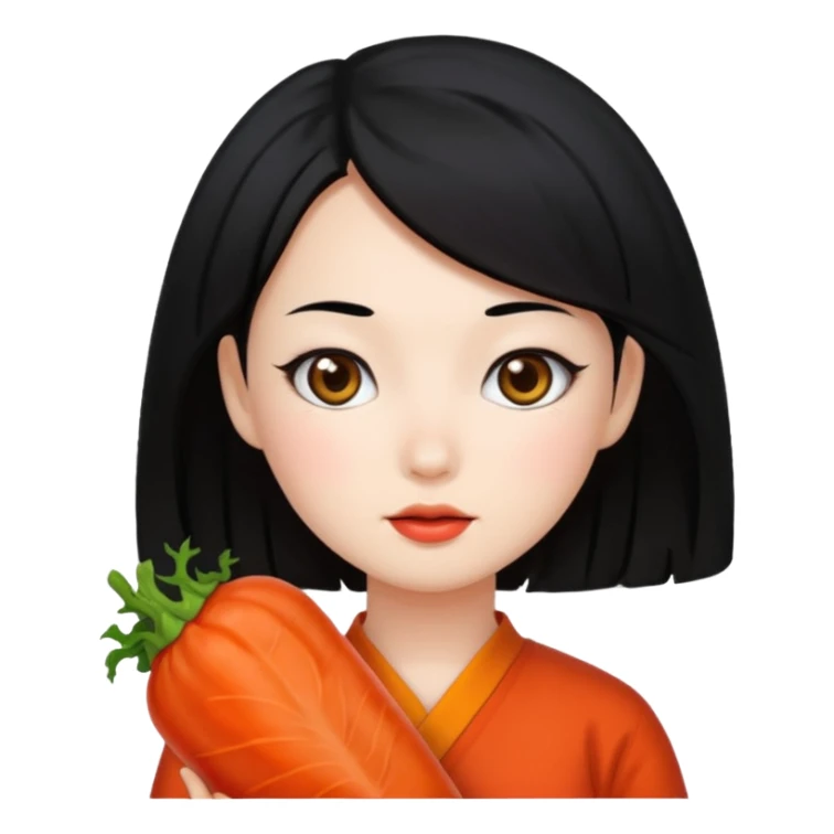 Wearing kimchi girl with black hair sticker