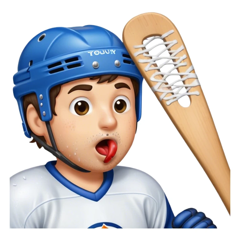 Man licking ice hockey stick sticker