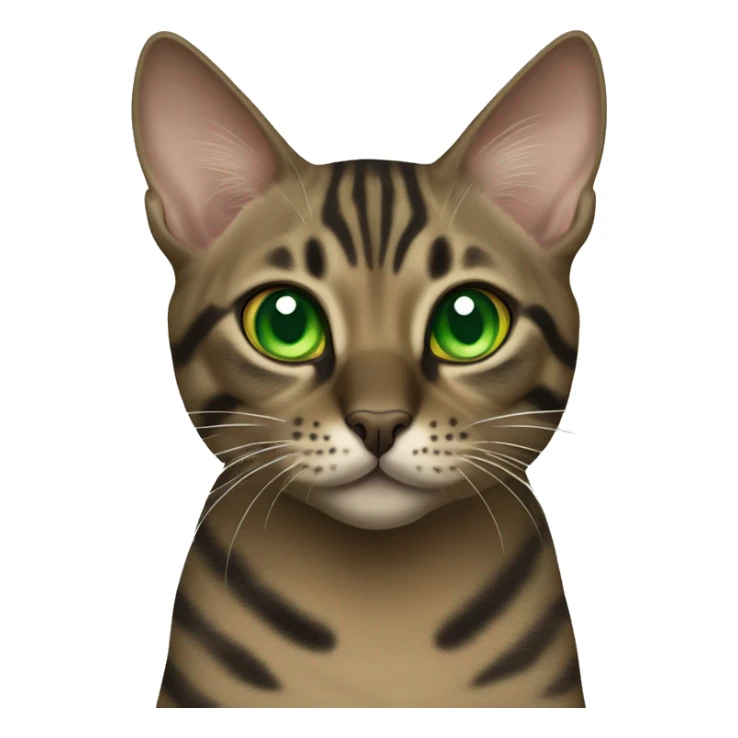 Sepia charcoal Bengal cat with Green eyes standing sticker