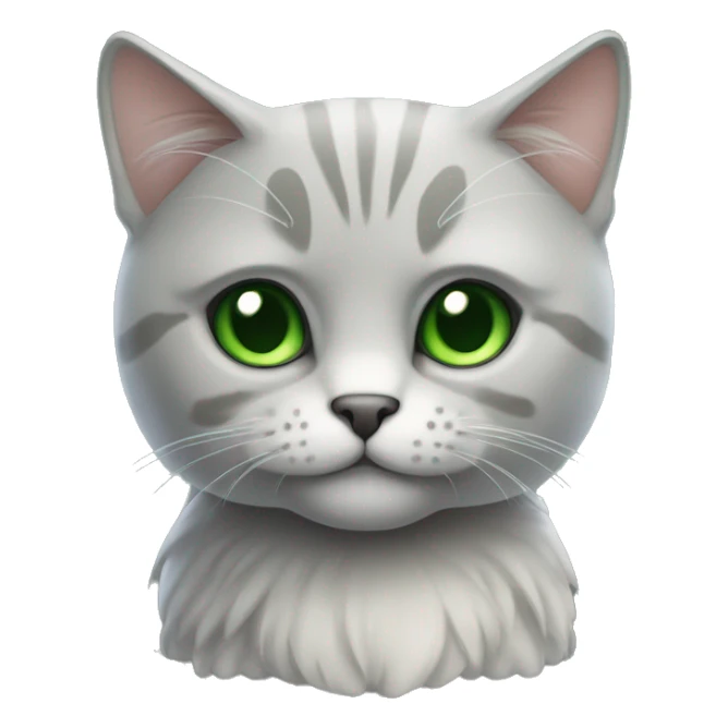 scotish fold cat in grey with Green eyes sitting sticker