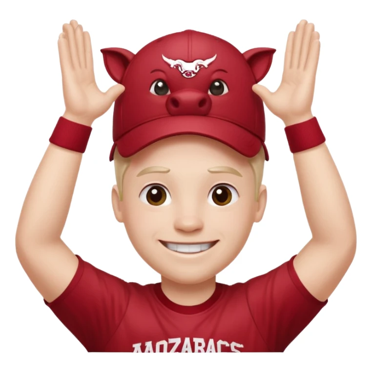 Arkansas razorbacks fan with hands raised over head sticker