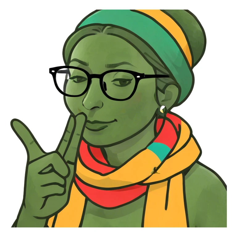 Woman putting one finger to her nose  sticker