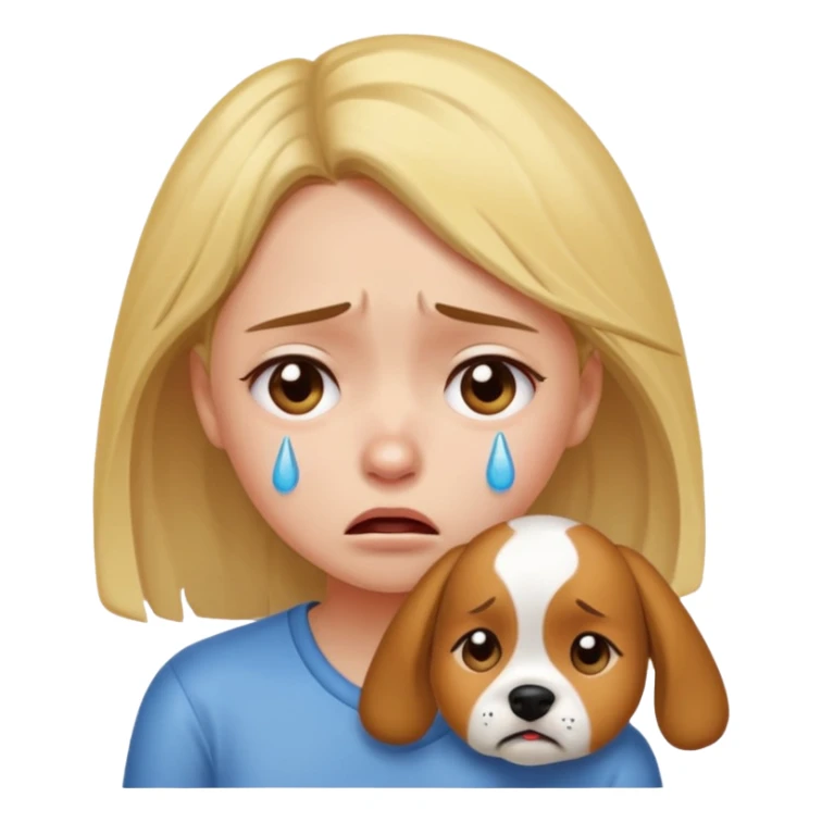 a very upset girl who lost her dog sticker