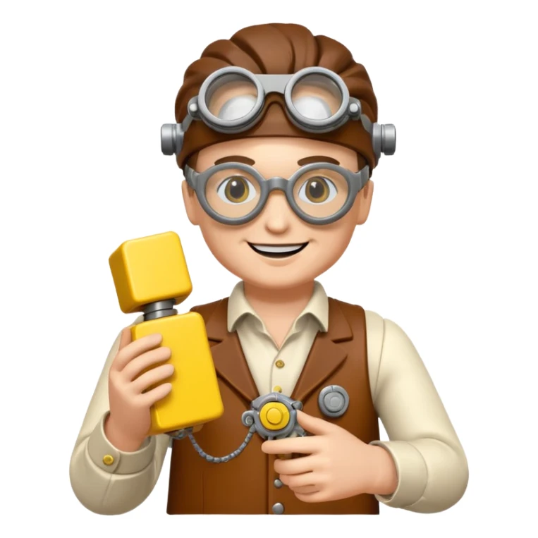Steampunk Inventor yellow lego toy sticker
