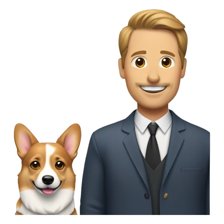 corgi with man and woman  sticker