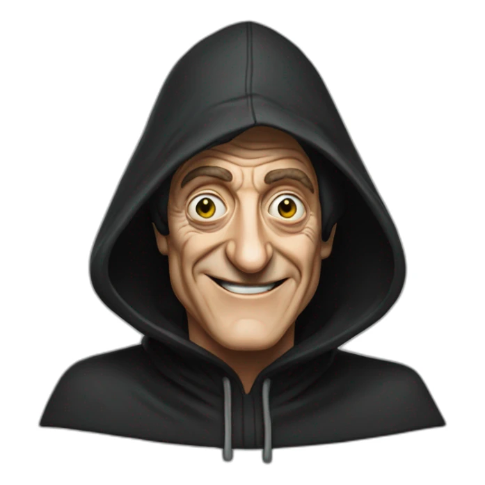 marty feldman with black hood smiling sticker