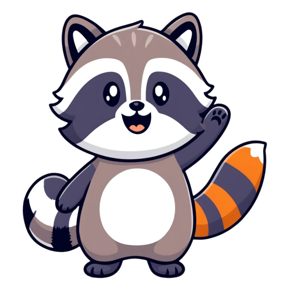 raccoon waving enthusiastically sticker