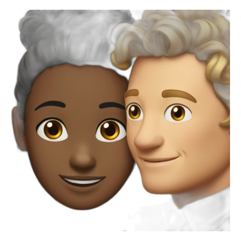 Simon Baker hug a black girl brown eyes and sblack hair in a bun sticker