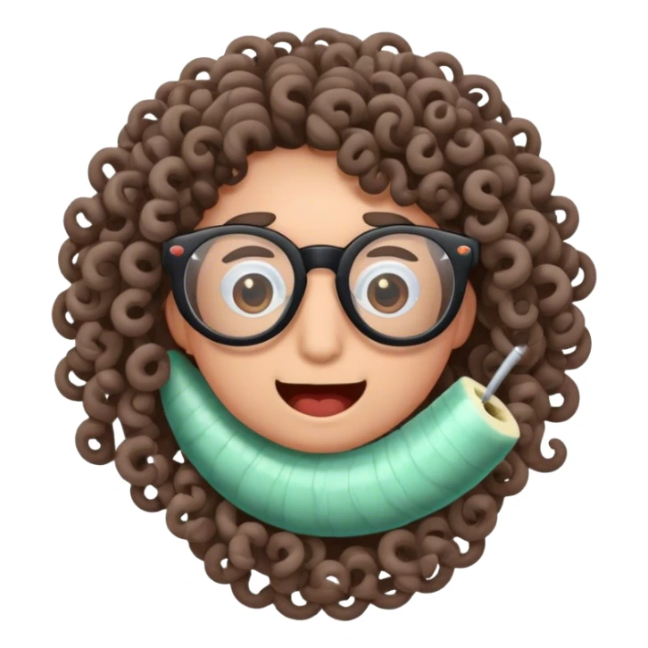 TapeWorm with glasses and curly hair  sticker