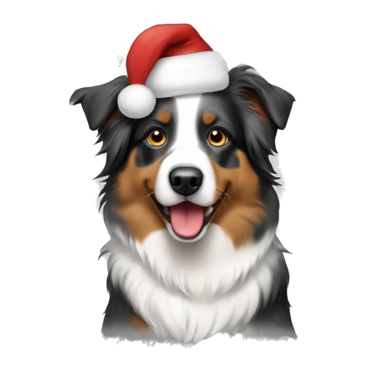an australian shepherd in a santa ha sticker