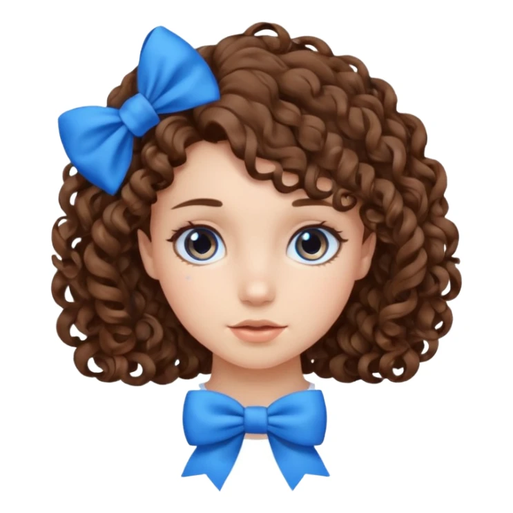 girl  with blue bow and curly hair sticker