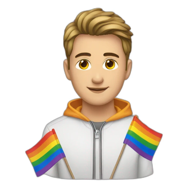 Drapeau LGBT tenu par un homme de 16 ans sticker