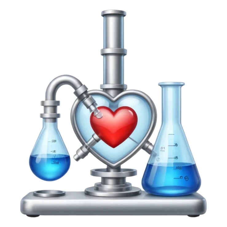 Heart emoji with things of laboratory  sticker