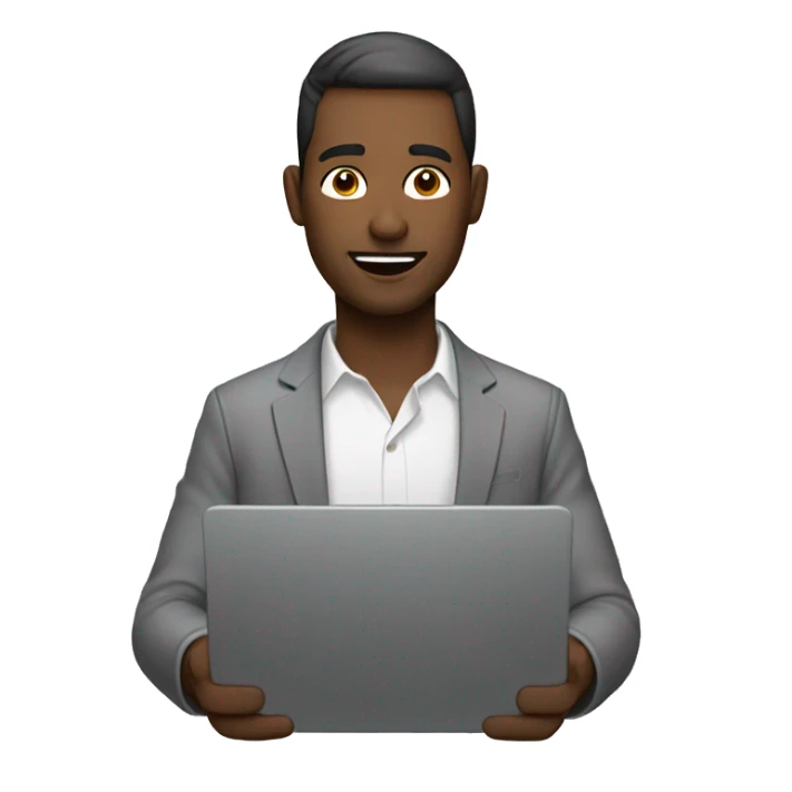 man with laptop and headsphone sticker