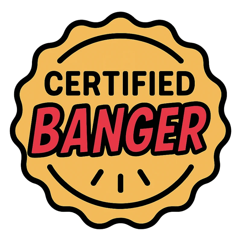 gold seal or stamp with the words certified banger in bold dynamic lettering radiating excitement modern icon style sticker
