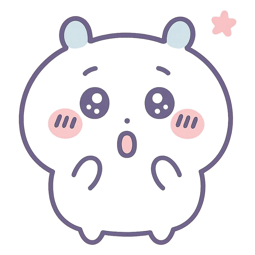 chiikawa character, surprised face, soft shading, minimal background sticker