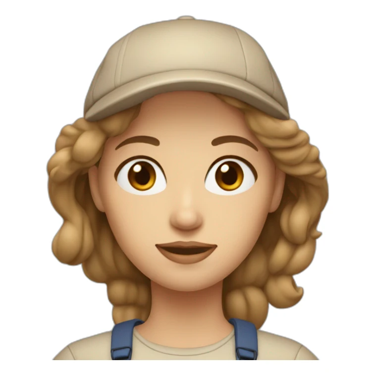 middle haired women light brown hair with beige cap blue eyes  sticker