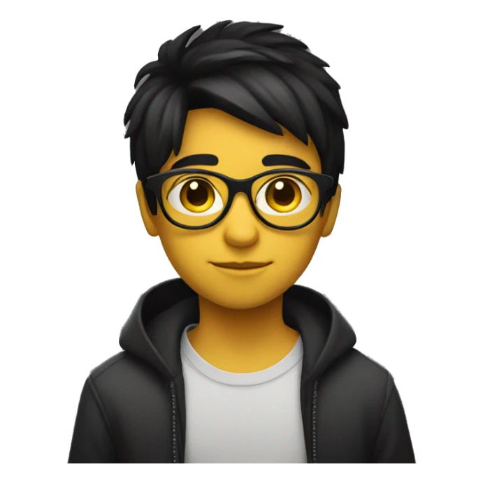 boy with yellow tinted glasses and black hair face turn left sticker