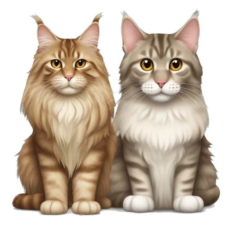 cream maine coon sitting next to brown tabby sticker