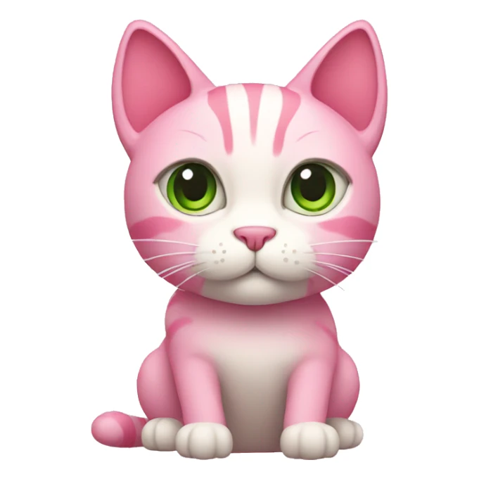Pink cat with green accents sticker