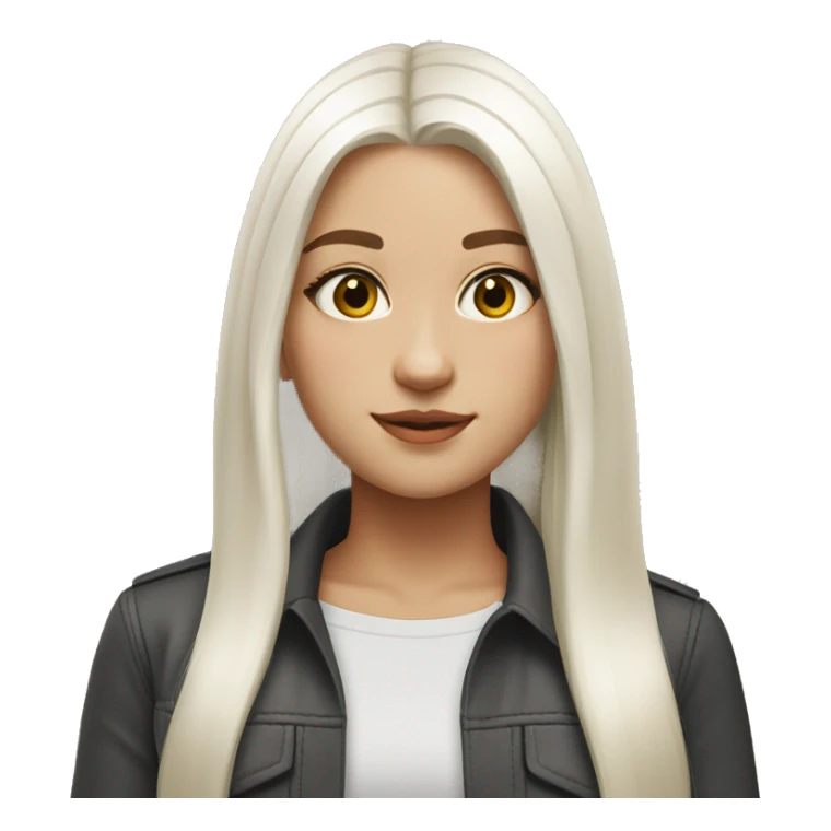 Girl medium length white straight hair, hazel eyes sticker