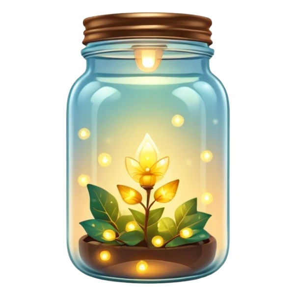 glass jar with solar powered fairy lights inside, glowing sticker