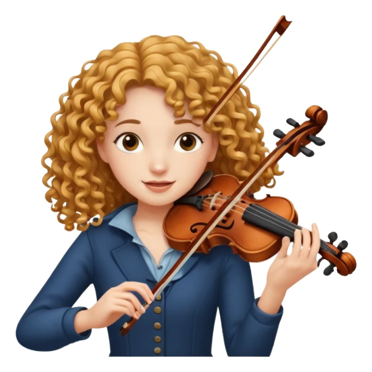 girl with curly very long hair playing violin sticker