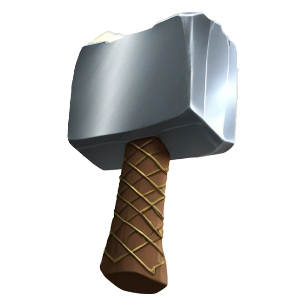 thor hammer with llighting strike but the lightning and the hammer should be golden and glow with a white effect sticker