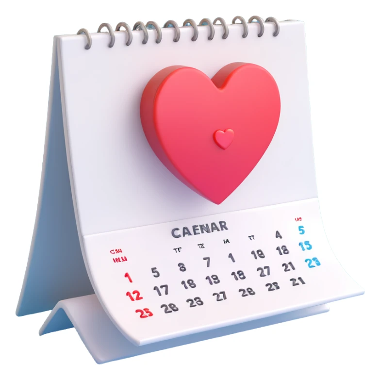 3d icon heart on calendar sticker