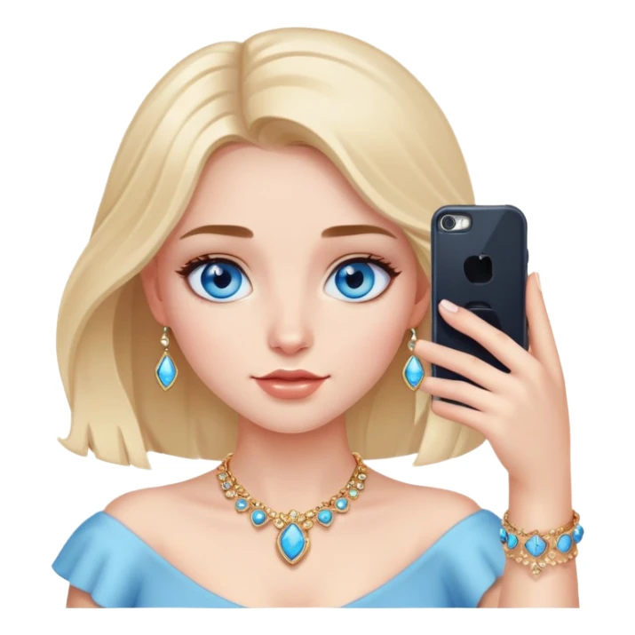 girl taking selfie with jewelry blue eyes sticker