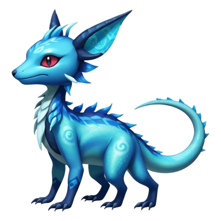 Anthropomorphic Shiny Iridescent Colorful Dark Shiny Exotic Salandit-Aurorus-Glaceon-Fakémon-hybrid-creature (full body)  sticker