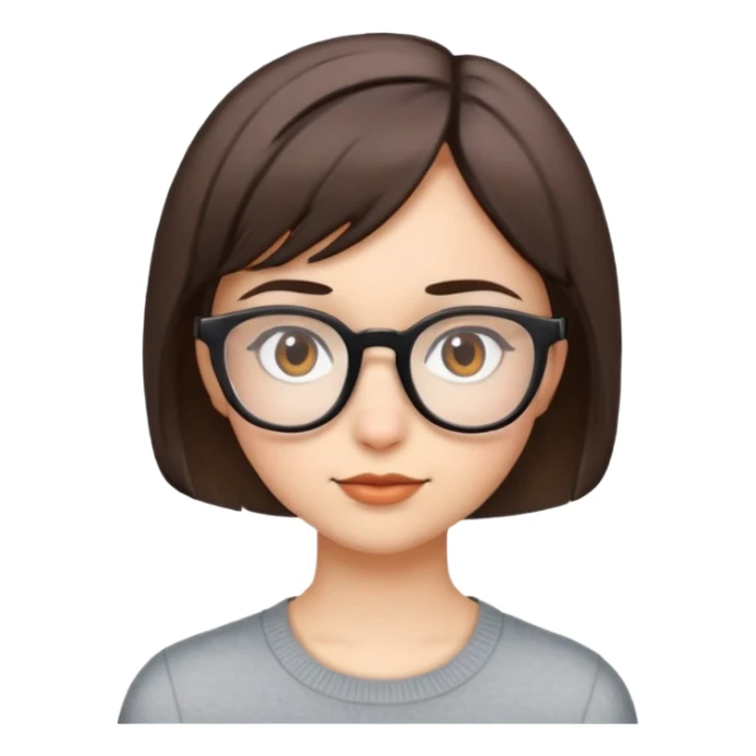 Chica con pelo corto, blanc, de lentes y ojos cafés sticker