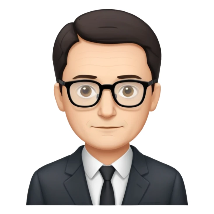portrait of Hartmut Rosa, German philosopher, short dark hair, rectangular thin-frame glasses, clean-shaven, suit jacket, friendly expression sticker