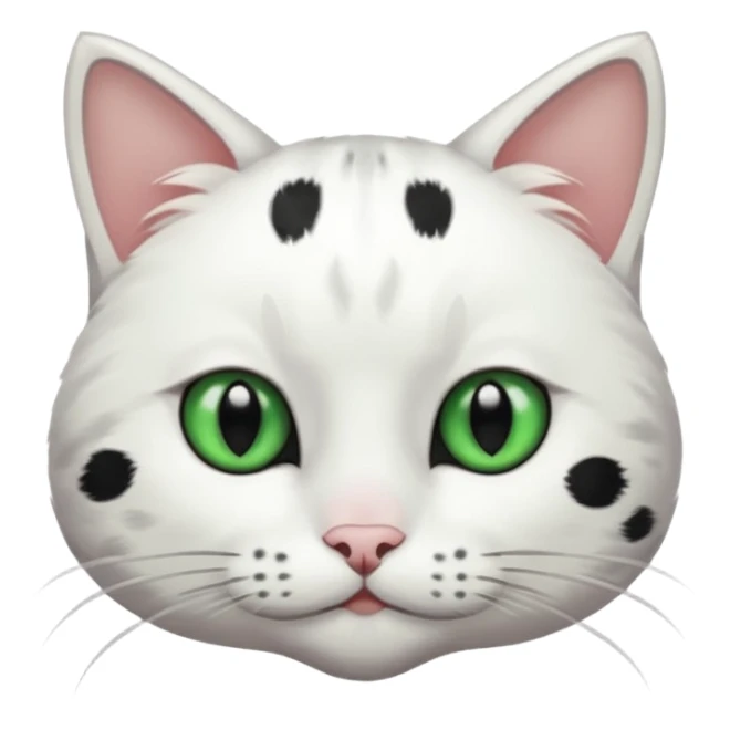 um gato branco com manchas pretas  olho preto e verde sticker